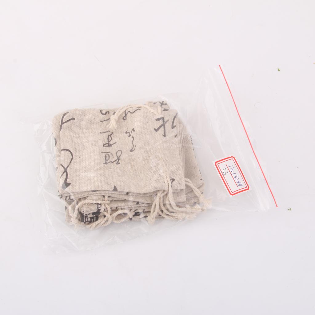 10Pcs Linen Jute Sack Jewelry Pouch Drawstring Gift Bags Wedding Chinese
