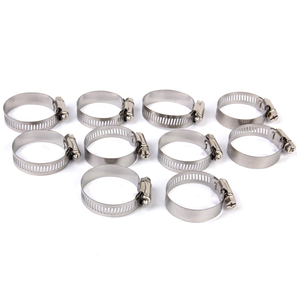 10xAdjustable Fuel Petrol Pipe Hose Clips Stainless Spring Clamps  Φ21-44mm