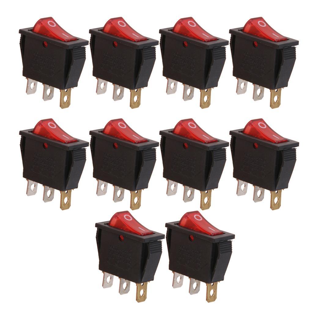 10pcs Red Led Light Car Auto Boat ON/OFF Toggle Switch SPST