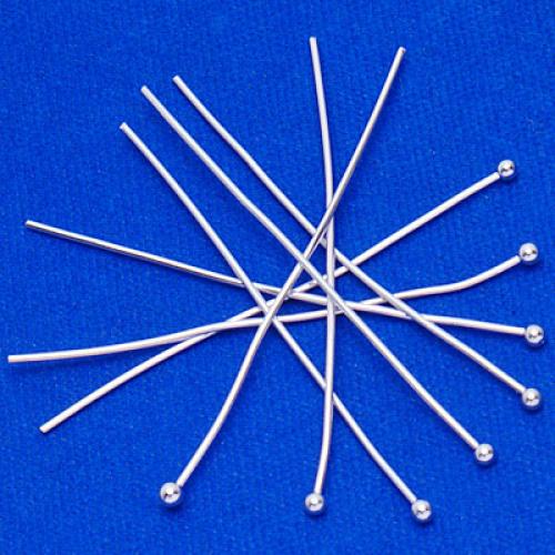 50pcs Silver Plated Ball Dot Headpins - 1.5inch