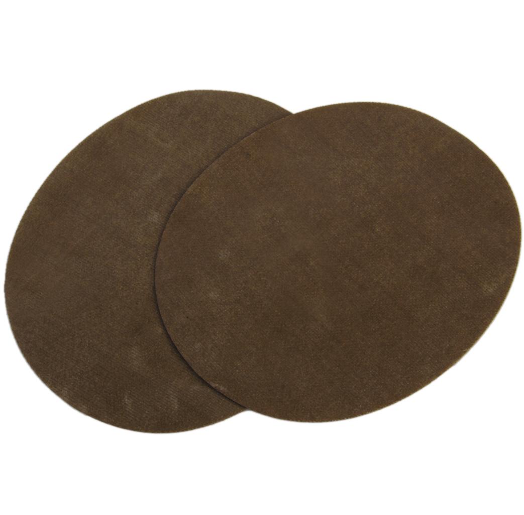 Pair of Oval Flocking Fabric Iron on Elbow Knee Patches Coffee