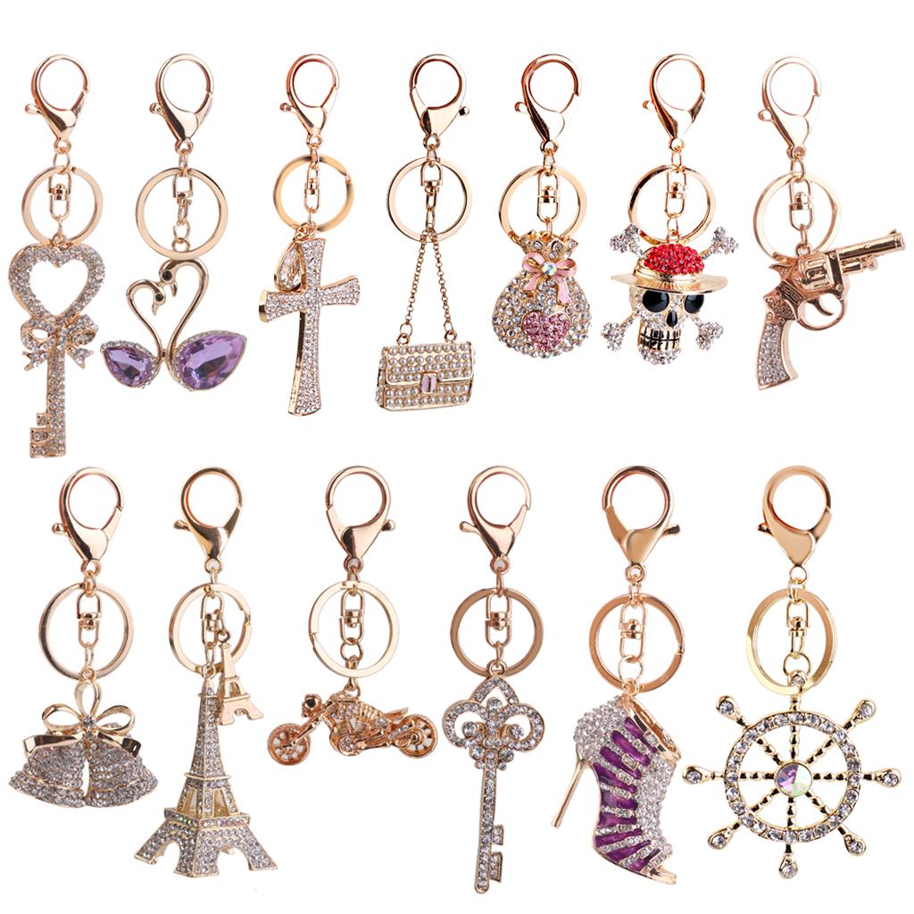 Creative Crystal Motorcycle Shape Key Ring Chain Car Key/Bag Pendant   