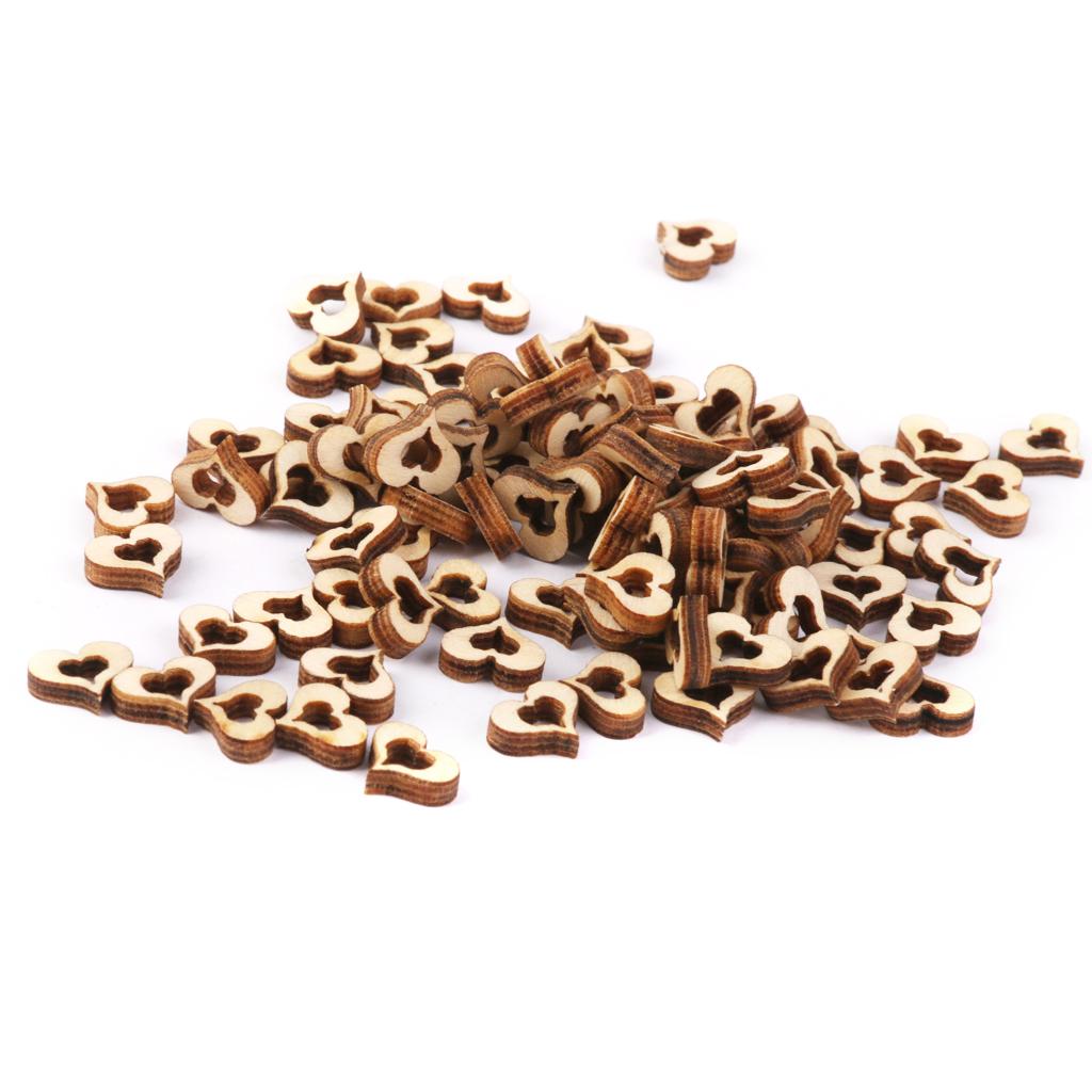 3mm Wooden Blank Hollow Heart Embellishments DIY Crafts 10mm 100pcs   