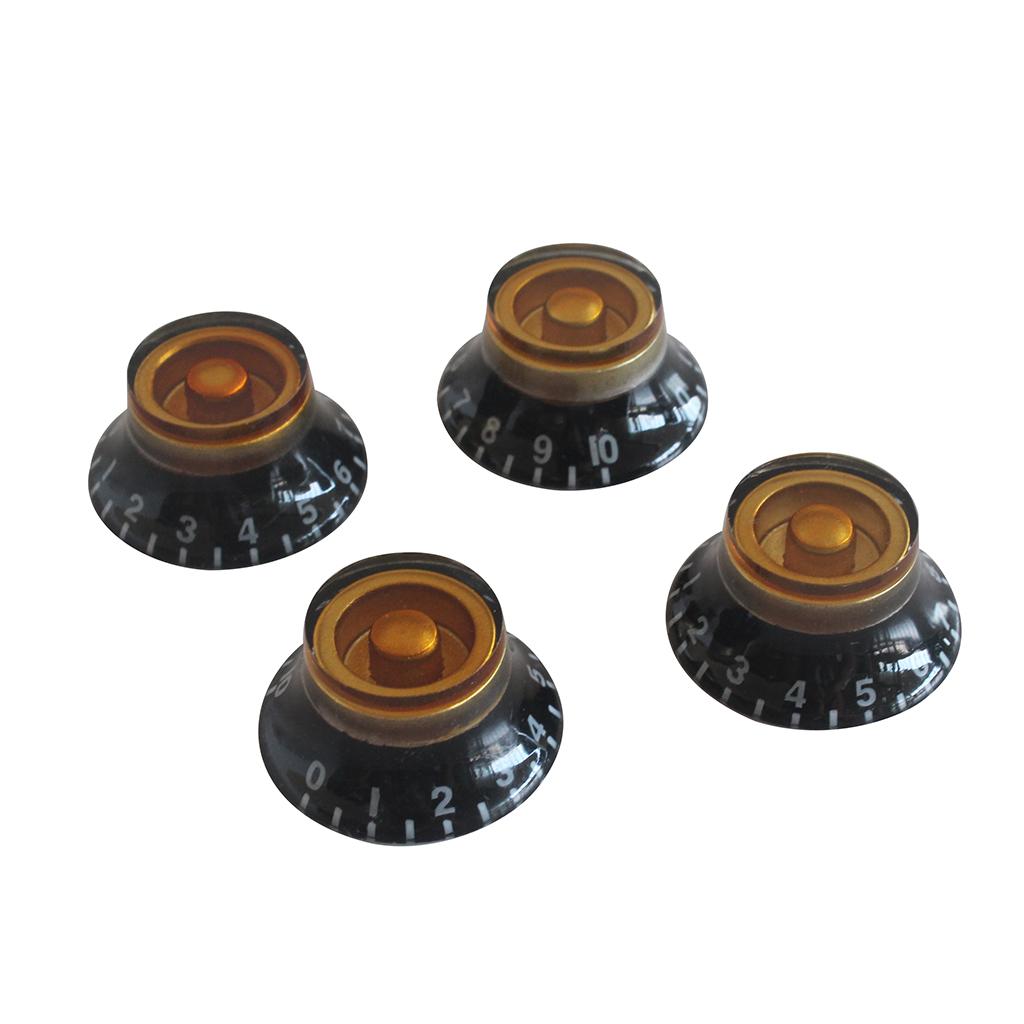 4pcs Speed Dial Knobs for Gibson Epiphone Style Electric Guitars Gold/ Black