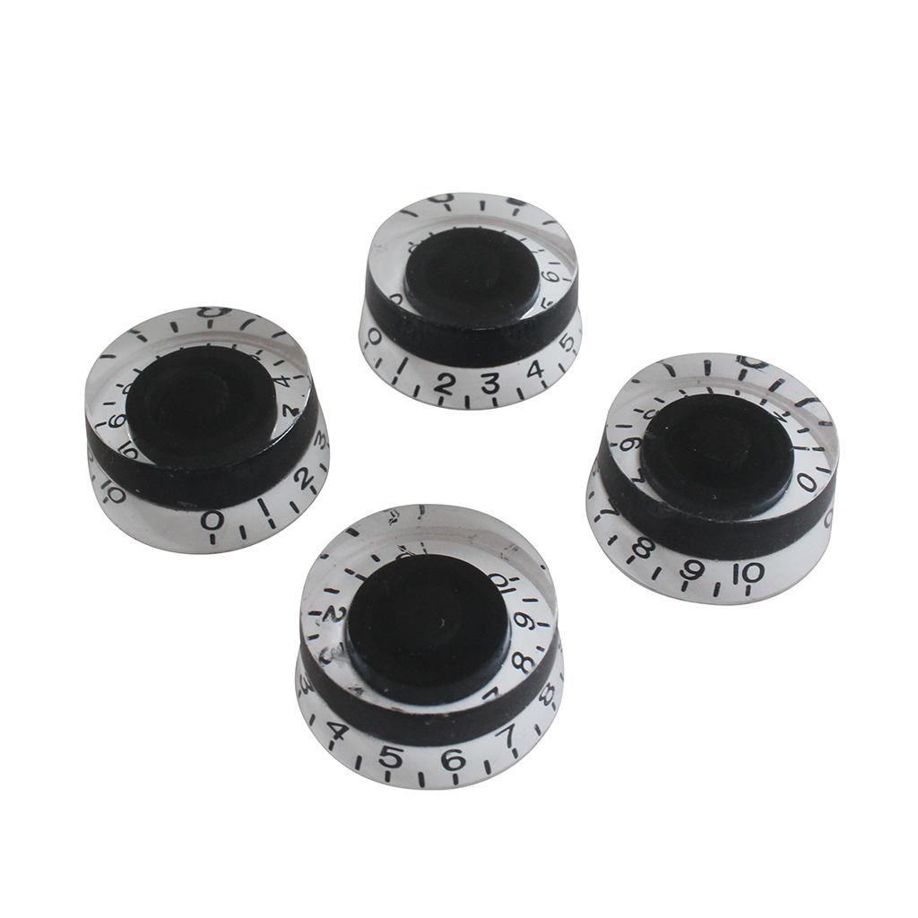 4pcs Speed Dial Knobs for Gibson Epiphone Style Electric Guitars Black/White