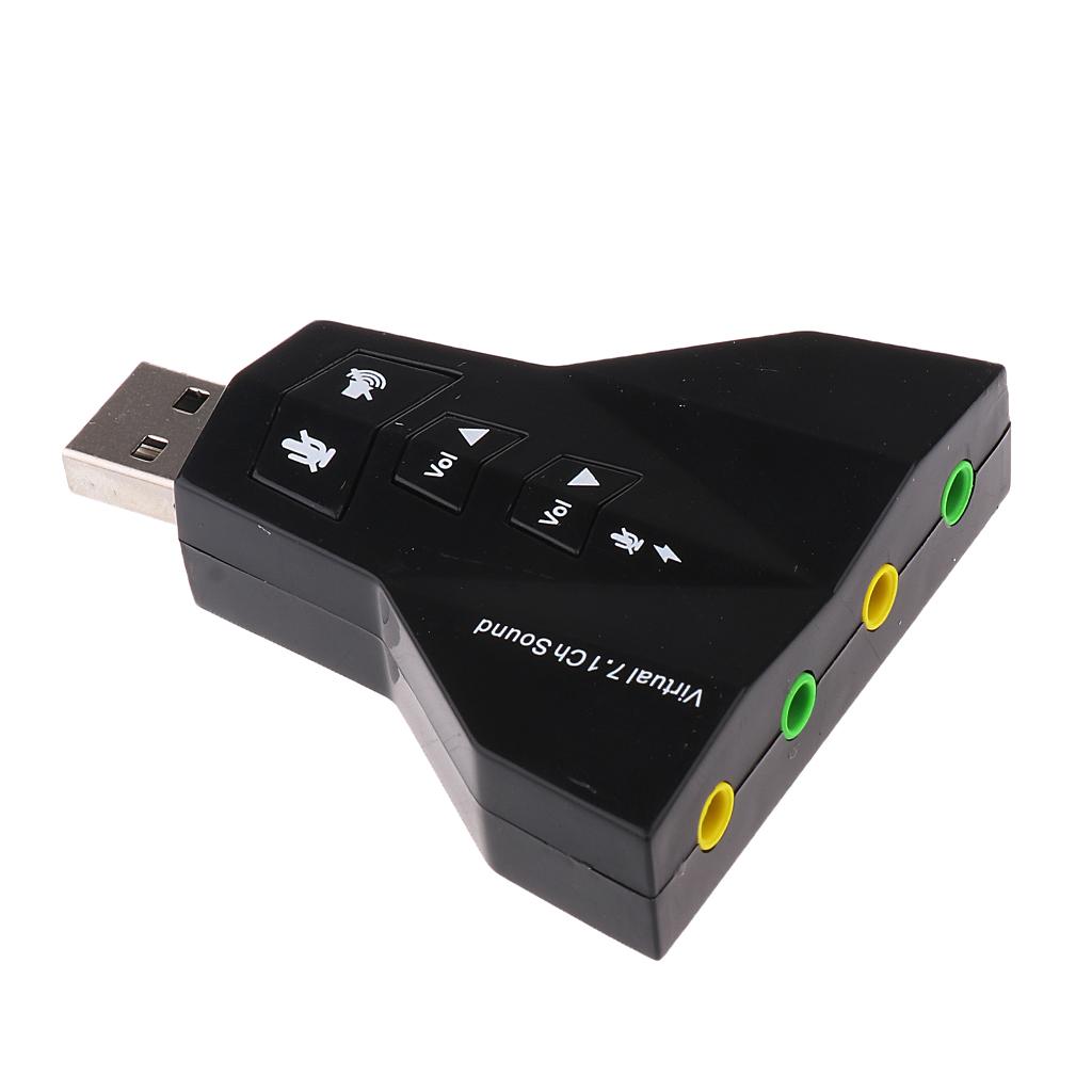 External Virtual 7.1 CH USB 2.0 3D Audio Sound Card for Laptop Mic Adapter