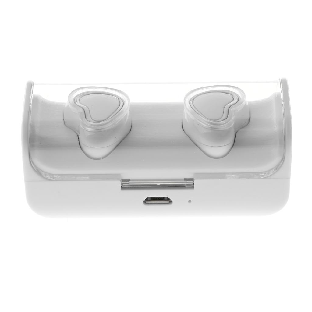 Stereo Earbuds Sweatproof Wireless Headphones with Mic & Charging Case white