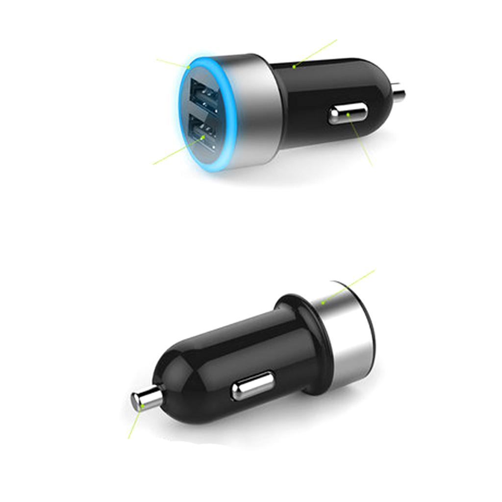 LED Dual USB Car Charger Adapter Cigarette Socket Lighter For Phones White