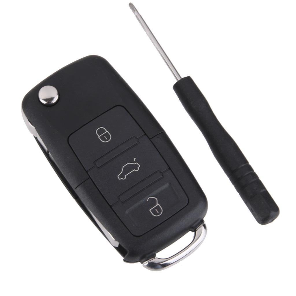 3 Button Flip Remote Key Car Shell Case + Screwdriver for VW Volkswagen