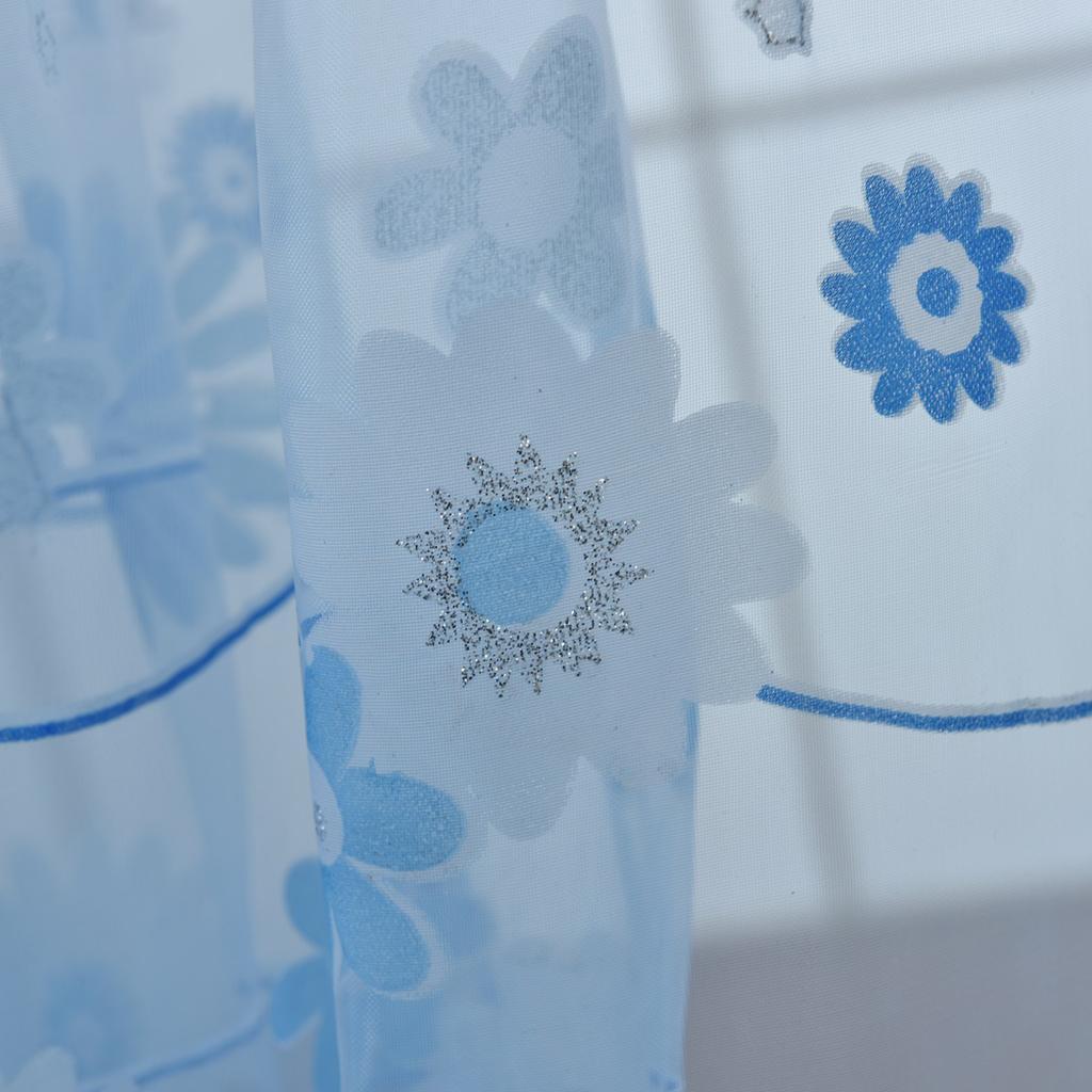 Floral Glass Yarn Sheer Window Treatment Curtain Drape Panel Valances Blue