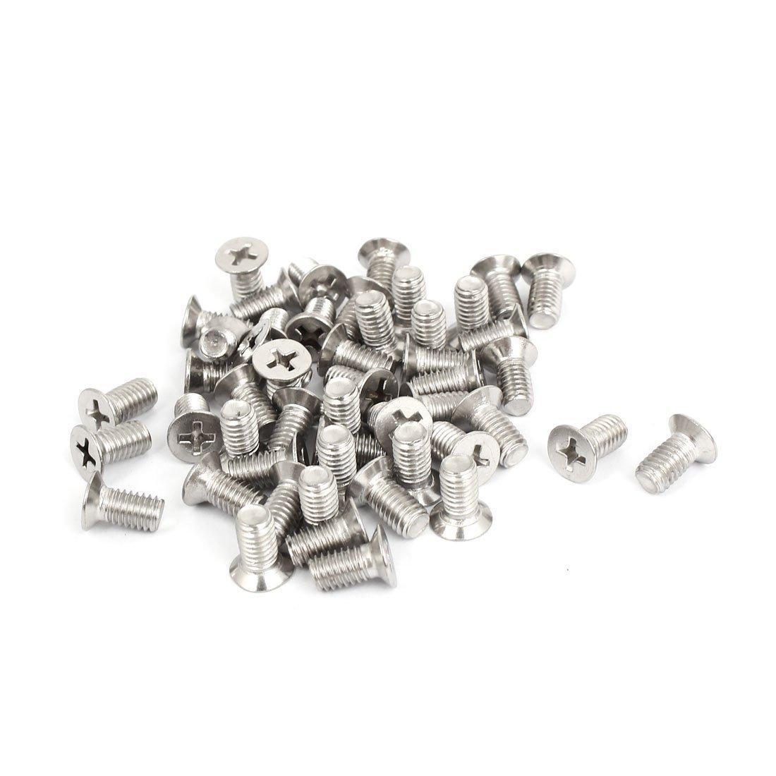 100Pcs M6x12mm Stainless Steel Flat Head Cross Screw Pan Head Screws Set