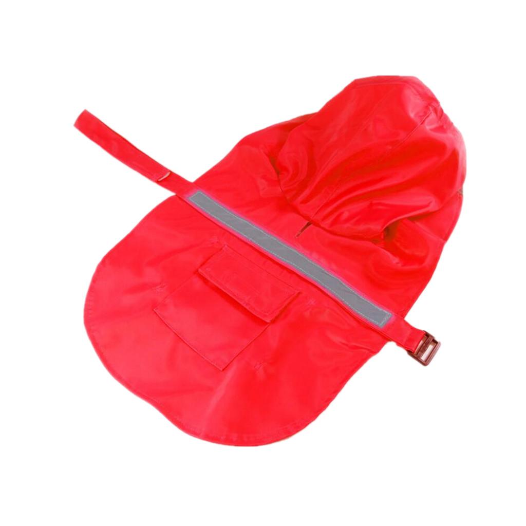 Reflective Dog Rain Coat Jacket Hooded Rainwear Poncho Slicker L Red