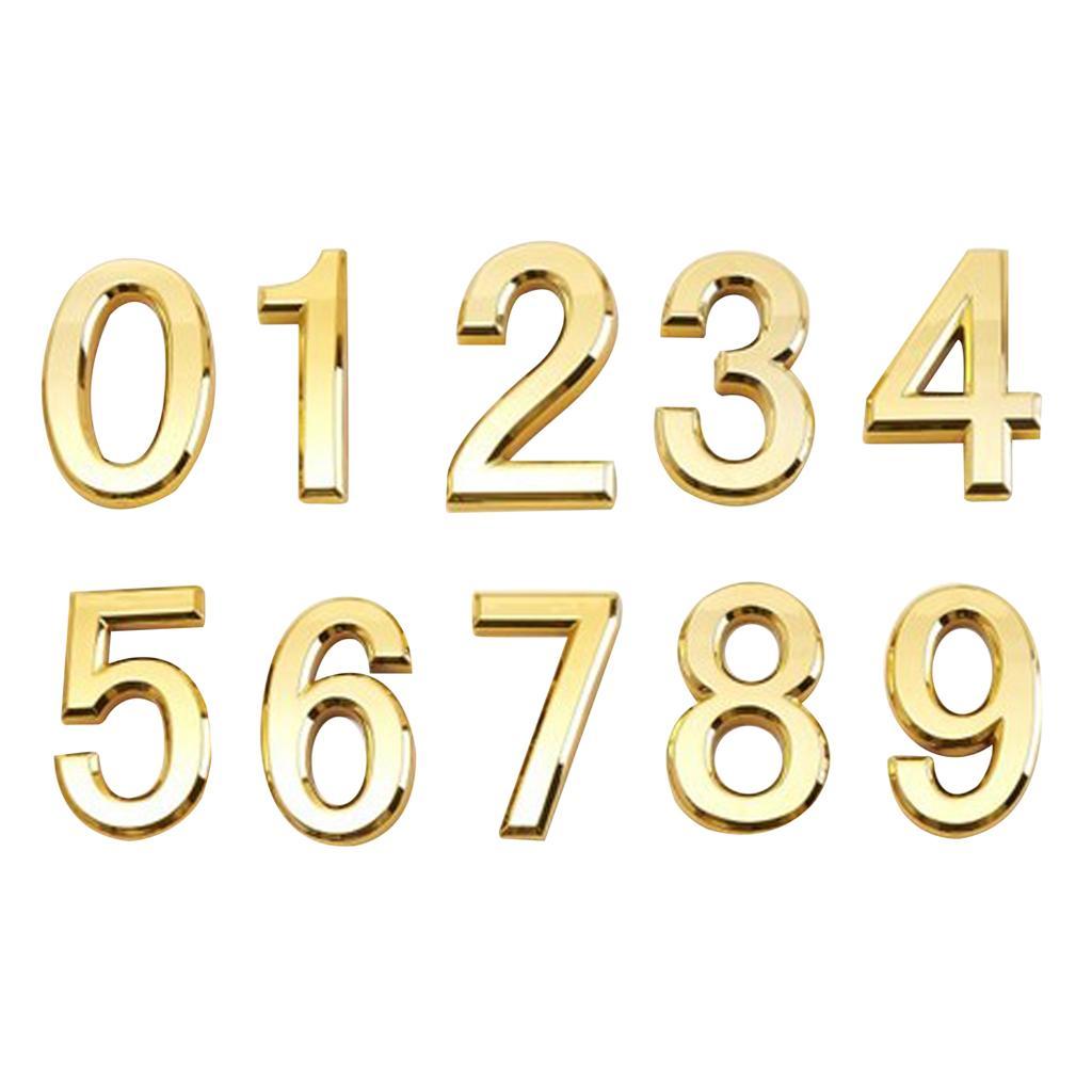 Self Adhesive House Door Number Numeric Digits Plate Chromed ABS Wall Plaques