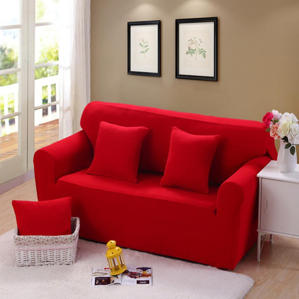 Spandex Stretch 2- Seater Sofa Couch Seat Cover Slipcover Case  Red