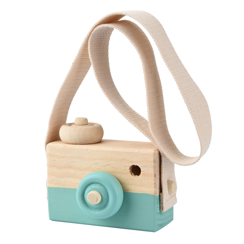 Mini Cute Wooden Camera Crafts Toys Baby Kids Children Room Decor Green