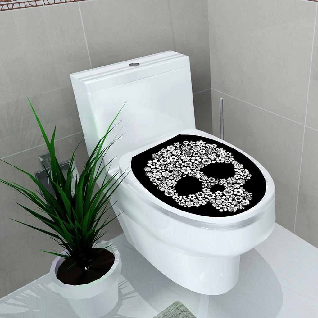 Creative 3D Toilet Stickers Bathroom Decorative Decals White Skull