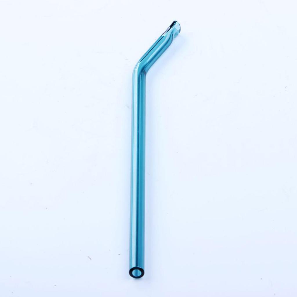 Eco friendly Curved Glass Drinking Straws with Cleaning Brush  Lake Blue