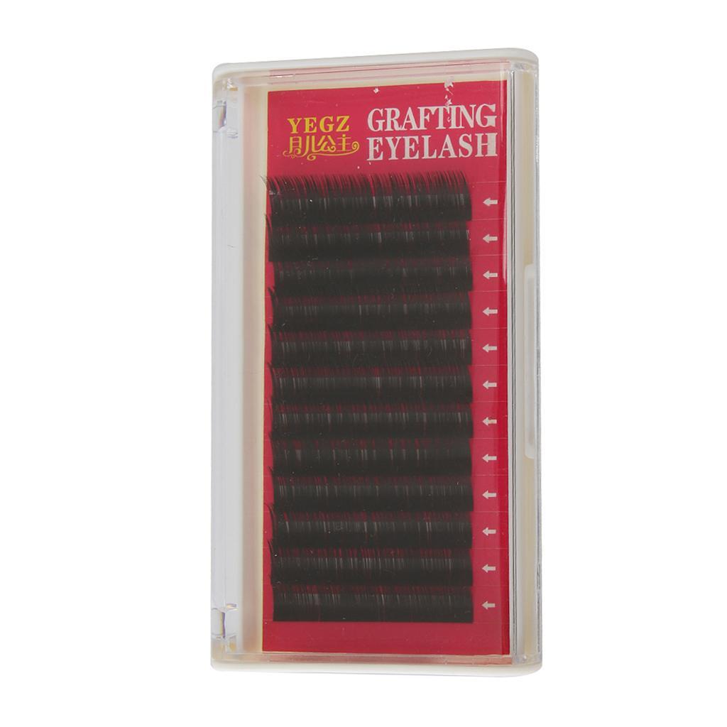 Thick Silk Individual Eyelash Extensions Makeup False Eye Lashes Curl C 12mm