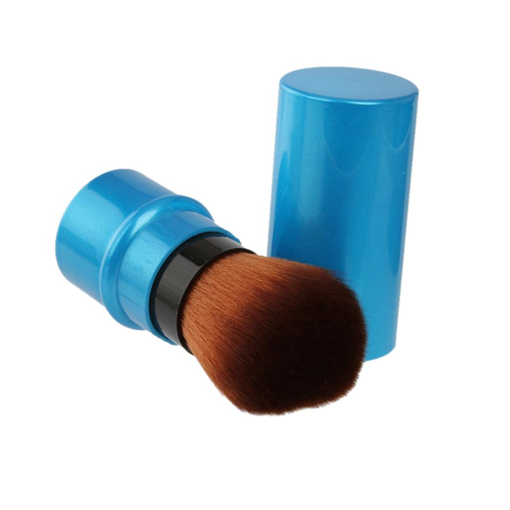 Travel Retractable Blush Brush Powder Shadow Brush Facial Makeup-Blue