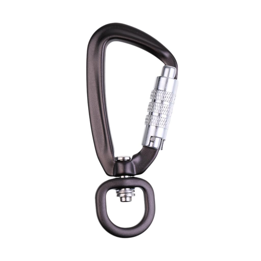 500KG Auto Locking Carabiner Rotating Ring Outdoor Keychain Hook Gray