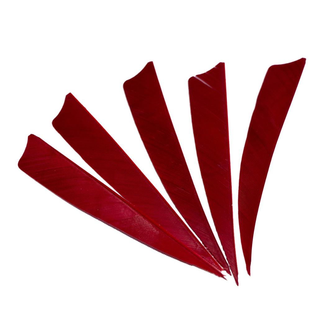 5 Pieces Shield Cut Archery Hunting Arrow Feather Fletching DIY Red Left