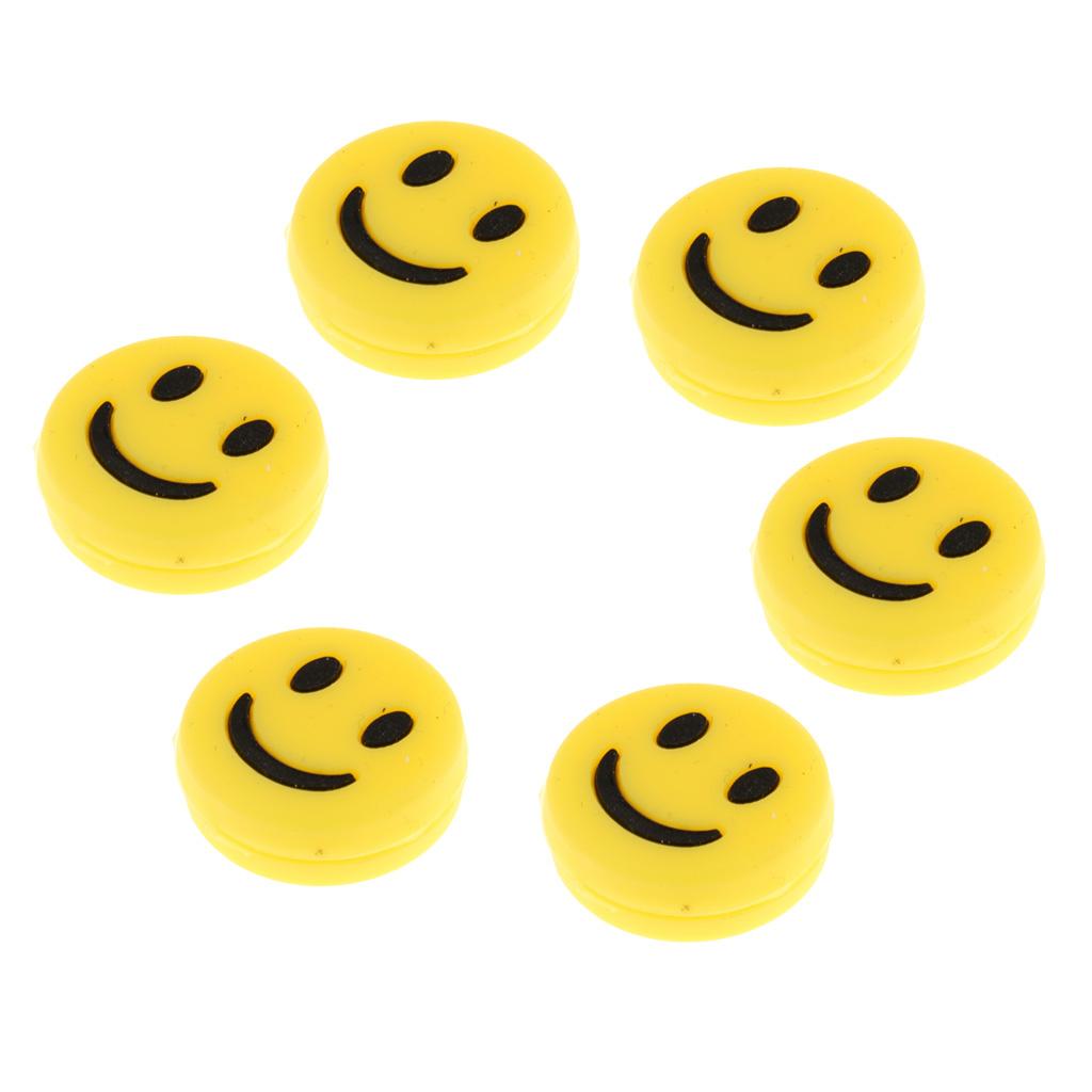6 Pieces Tennis Racquet Vibration Dampener Shock Absorber Damper Yellow Smile