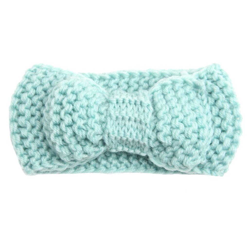 Infant Baby Girls Flower Elastic Crochet Hairbands Headband Photo Props Blue