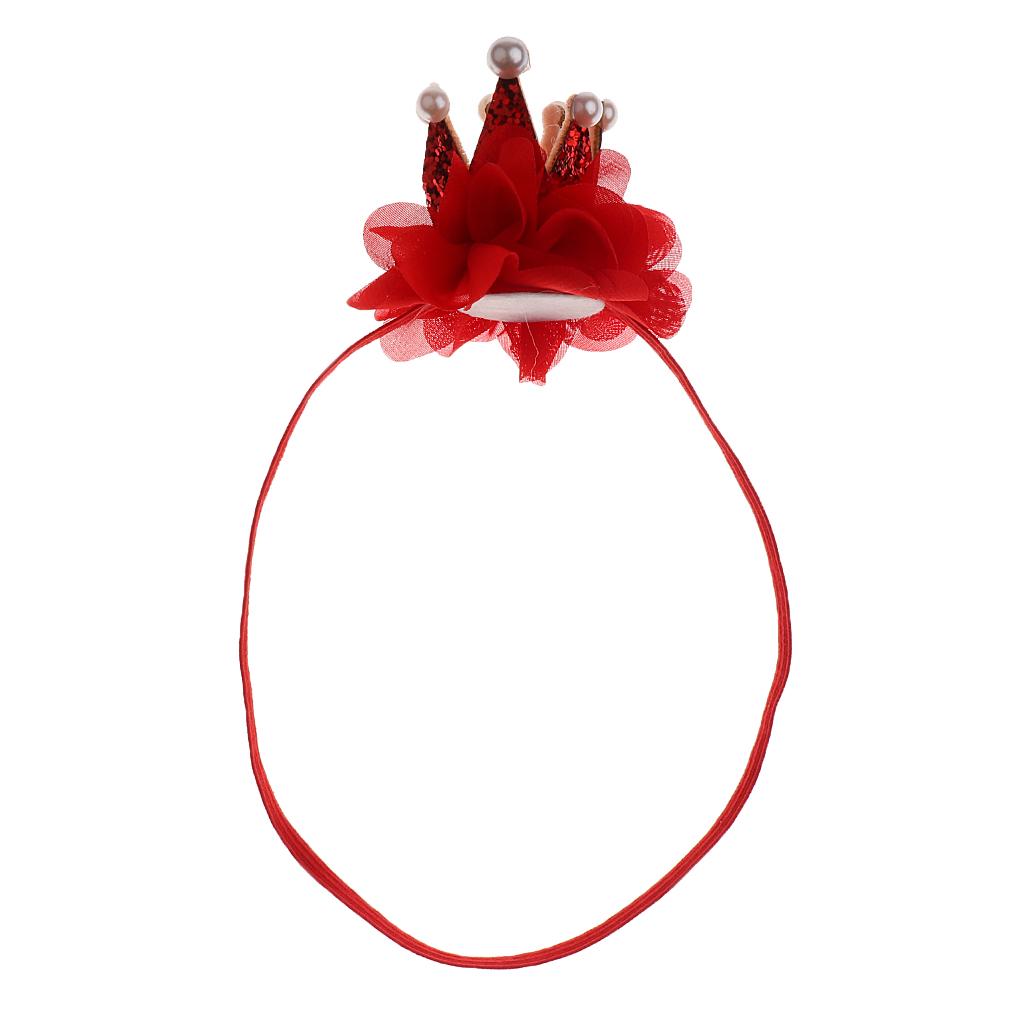 Girls Crown Pearl Princess Hair Clip Headdress Hair Accessories Red