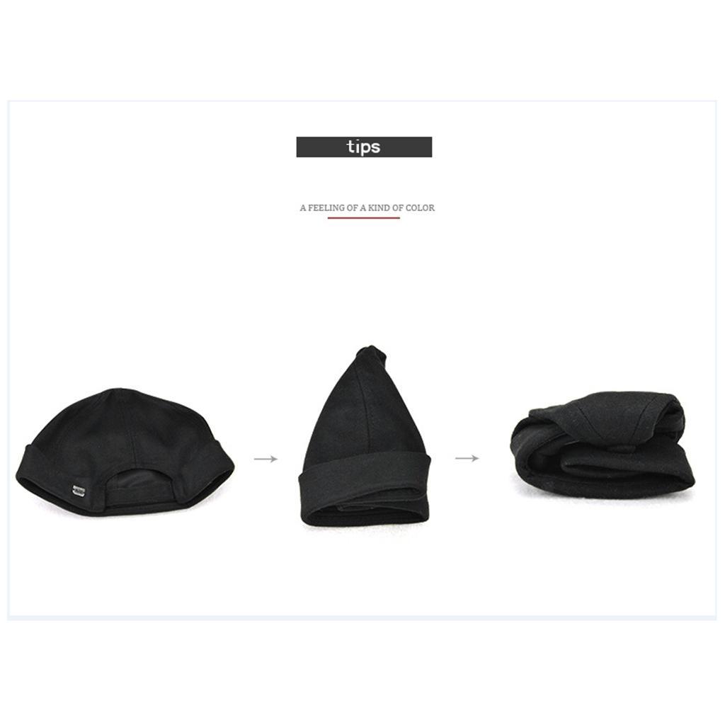 Men Women Skullcap Beanie Worker Sailorcap Rolled Cuff Retro Brimless Hat