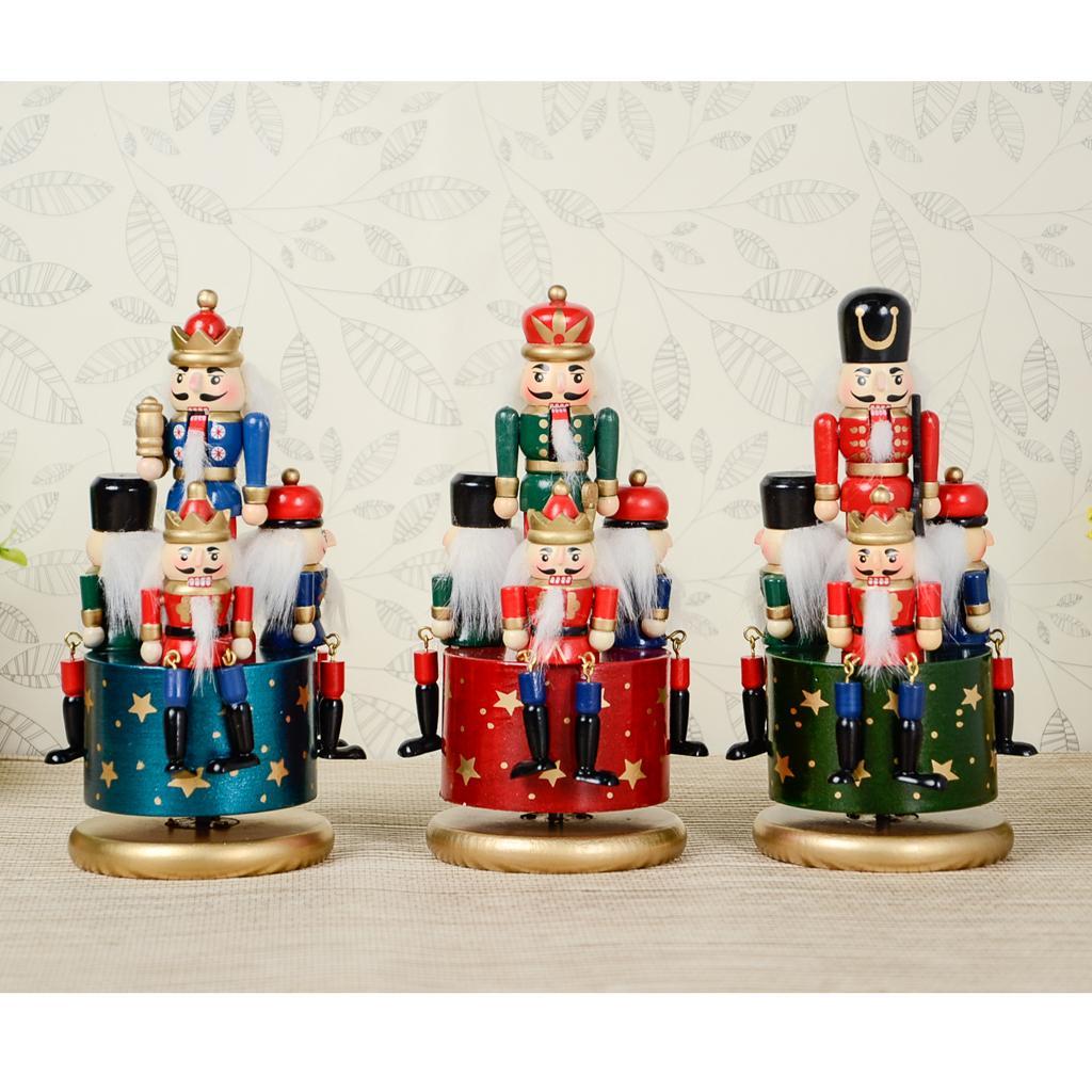22 Patterns Wood Nutcracker Soldier King Figures Music Box Home Decor Xmas Gift