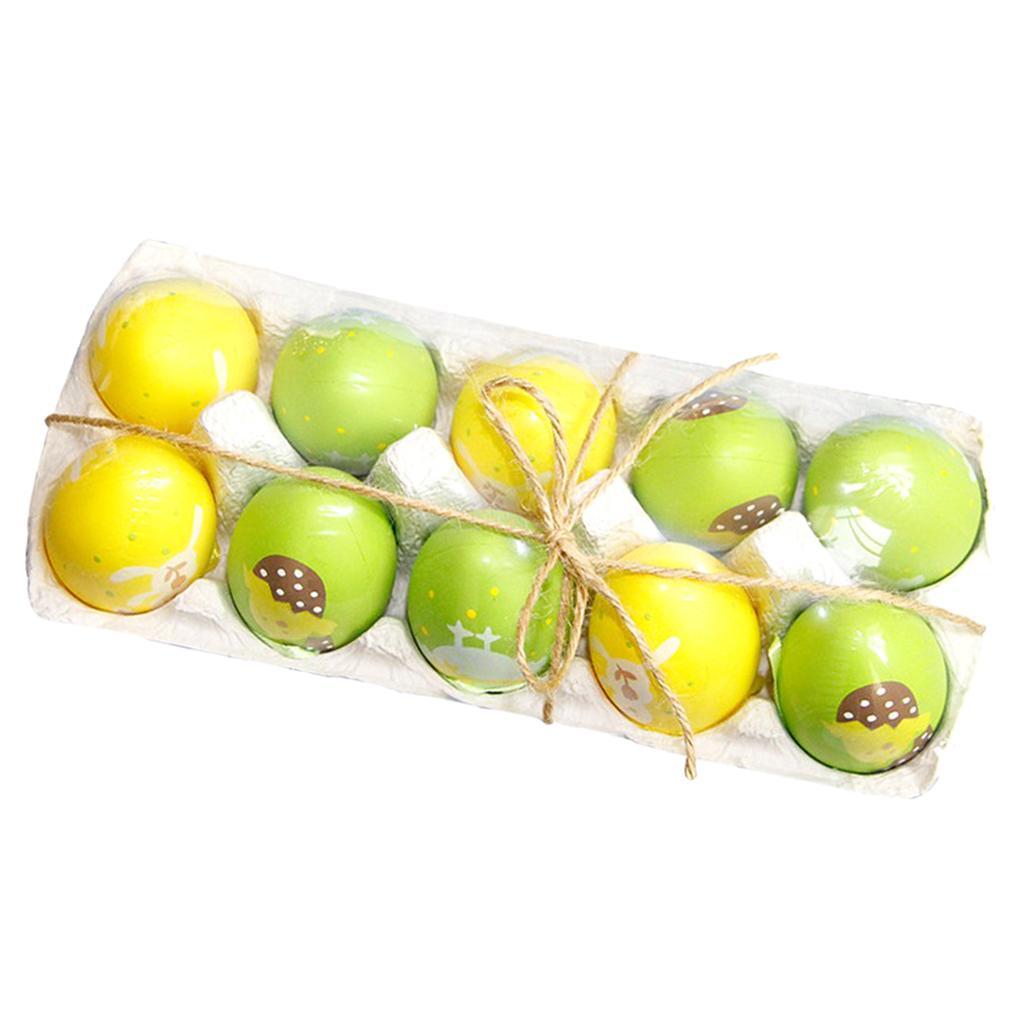 10pcs Easter Egg Ornaments Decorative Hanging Easter Eggs DIY Crafts Decor