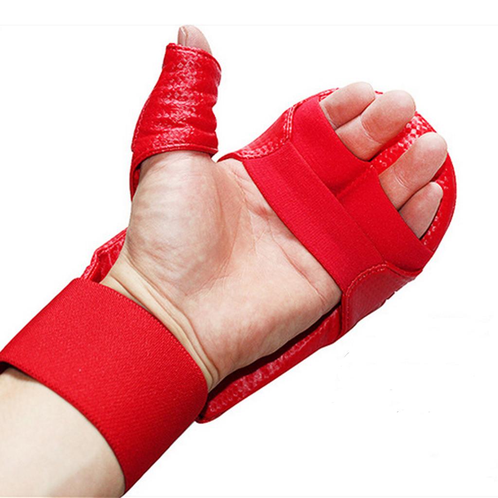 PU Leather Karate Sparring Mitts Gloves MMA Taekwondo Martial Arts L Red
