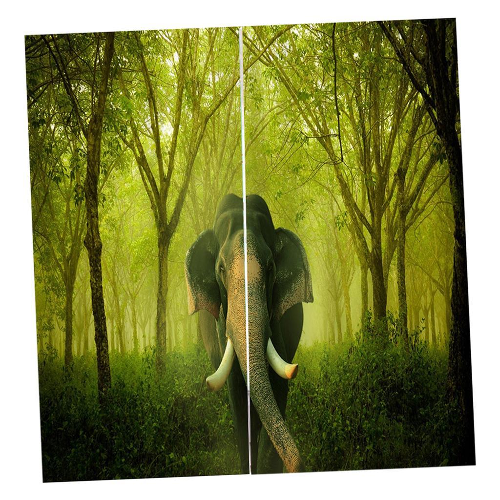 Set of 2 Panel Digital Photo Printing Blackout 3D Curtains Elephant