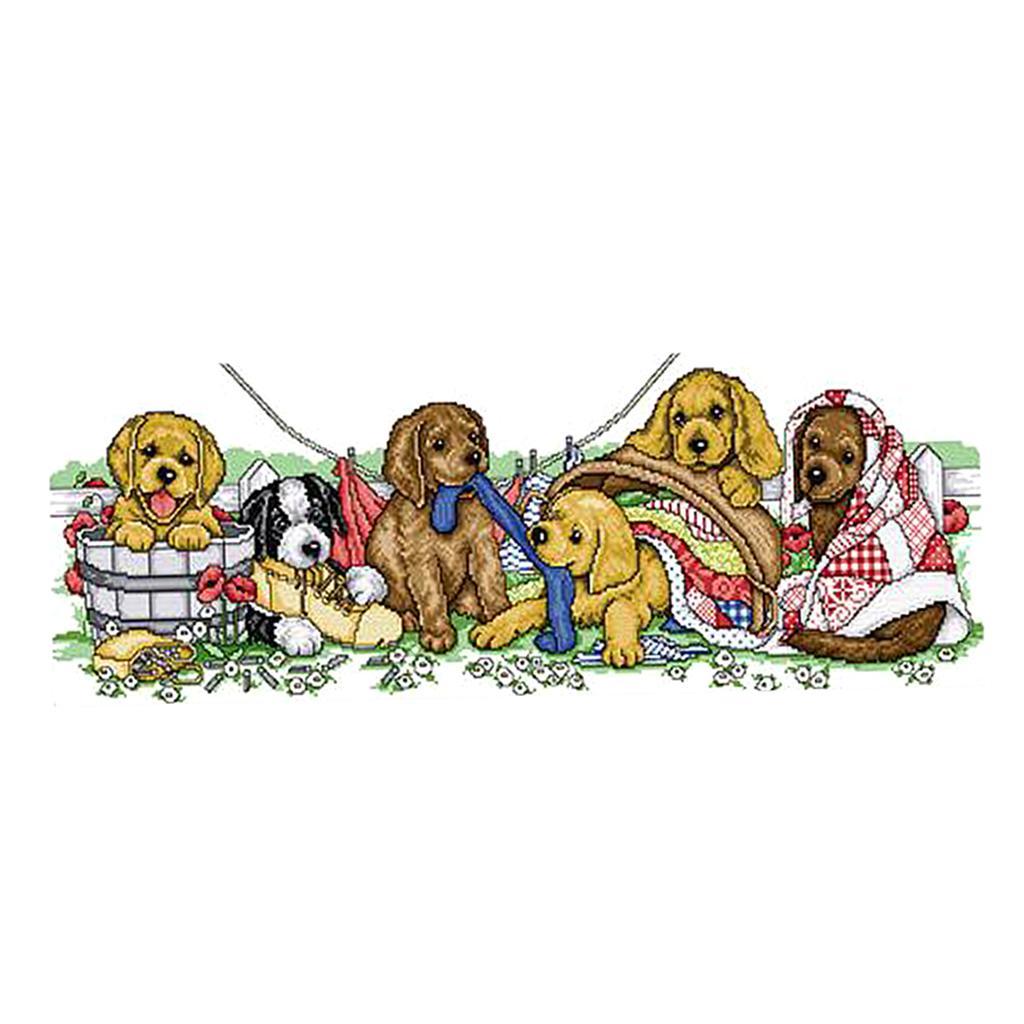 Stamped Cross Stitch Kits 11//14 Count Printed Embroidery Cloth Naughty Dog