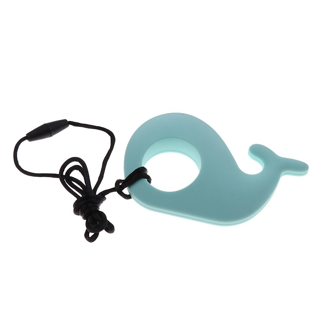 Silicone Teething Pacifier Pendant Soother Teether for Baby Sky blue Whale