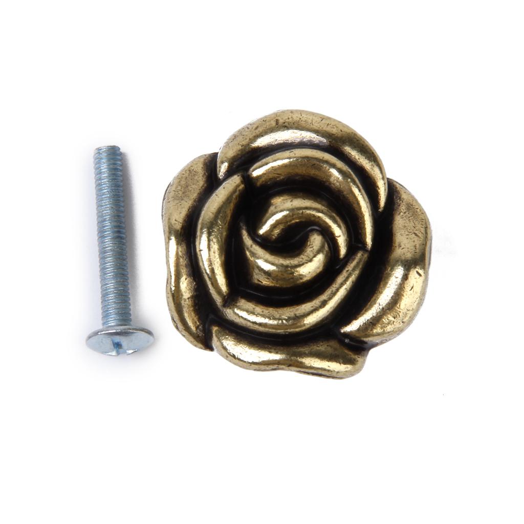 Antique Bronze Rose Cabinet Drawer Furniture Door knob Handle Pull Hardware