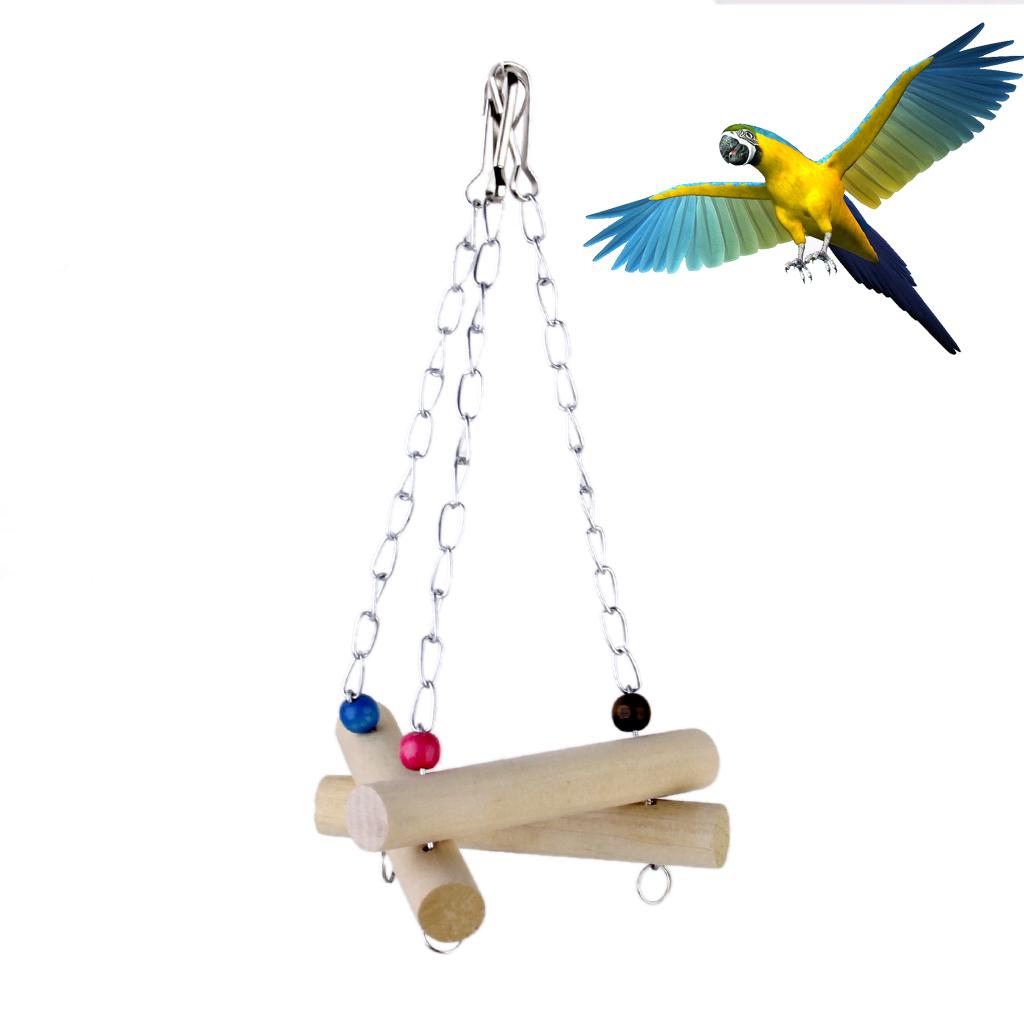 Wooden Bird Triangle Swing Bird Toy Cage Toys for Squirrels Parrots