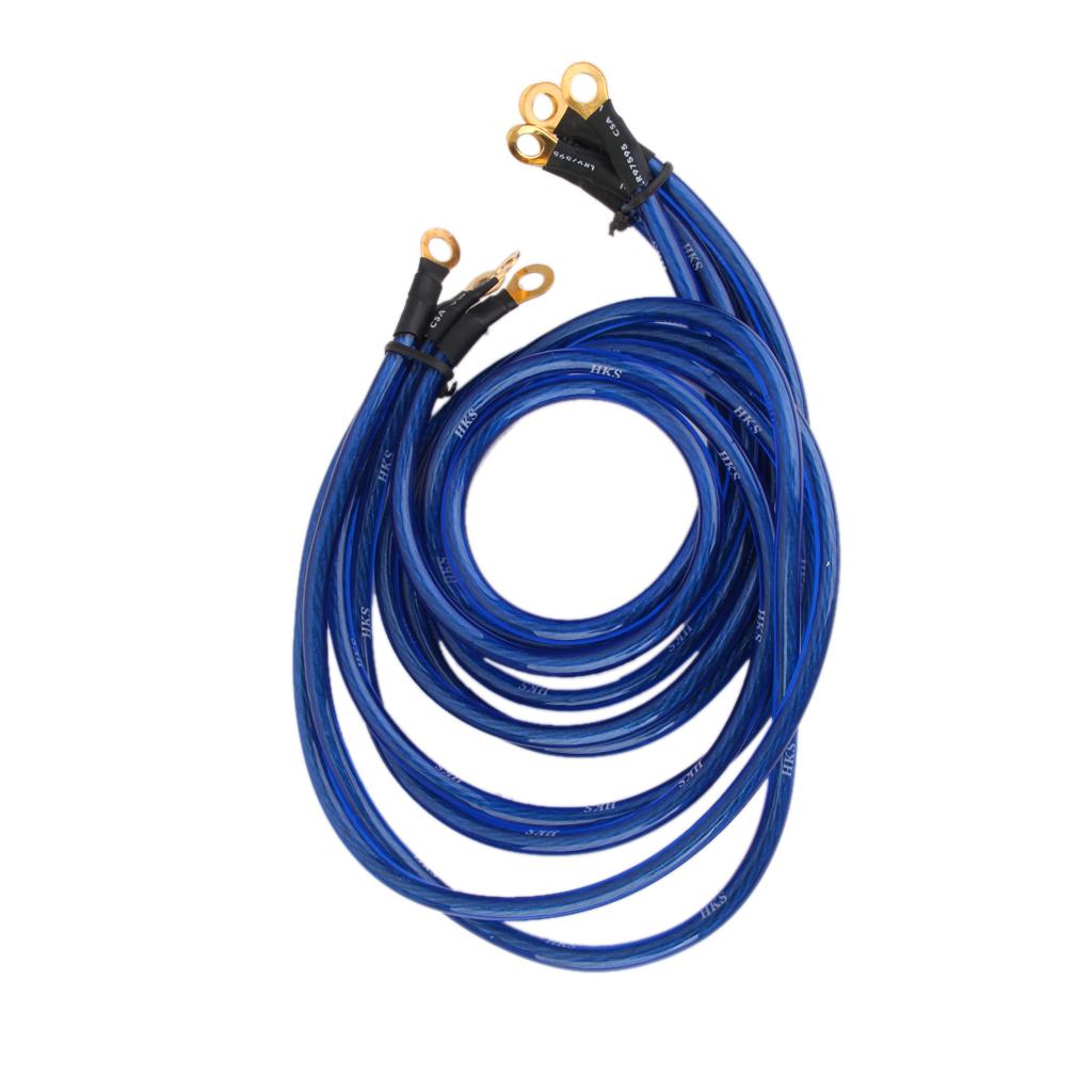 Auto High Grounding System Wire Kit Cable Fit For Universal 5-Point Blue