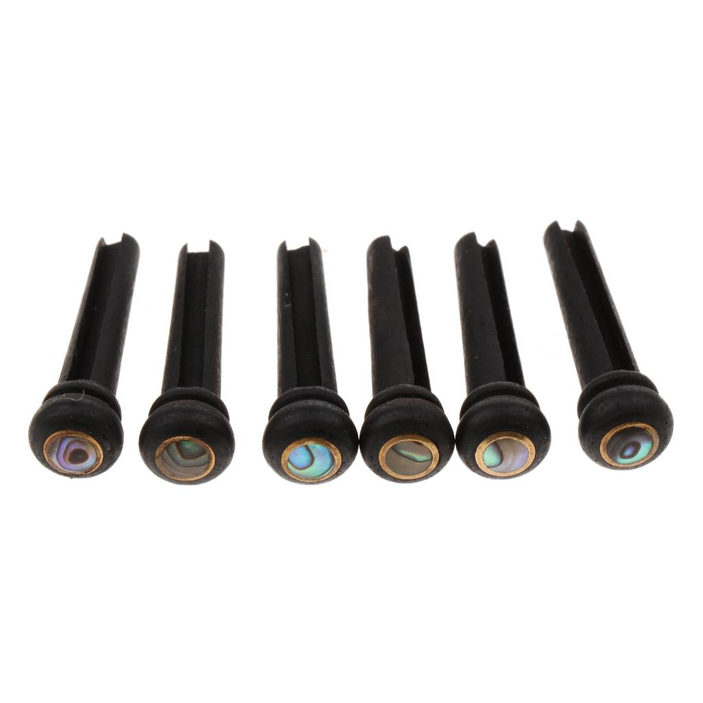 6pcs Abalone Dot Guitar Bridge End Pin Set For Acoustic Guitars
