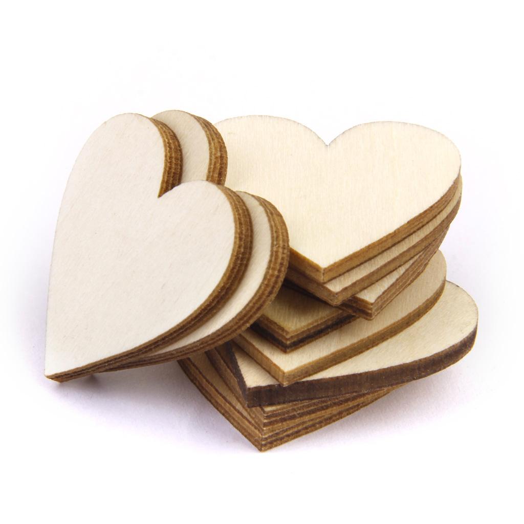 Basswood Blank Peach Heart Embellishments for DIY Crafts 30mm 50pcs   