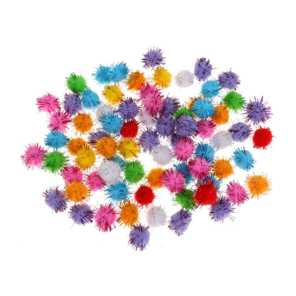 100pcs 1.5cm Glitzy Tinsel Sprayed Pompoms Balls