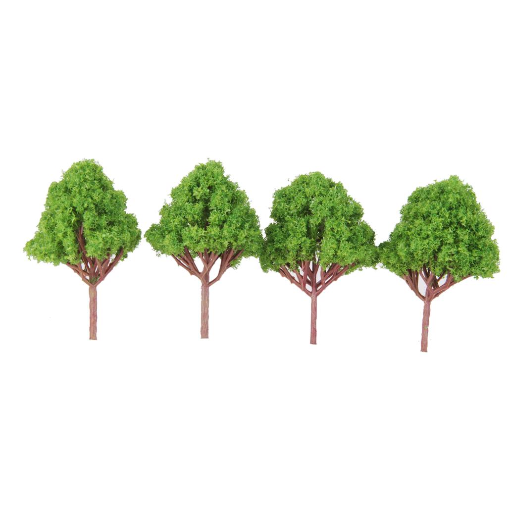 10pcs Train Model Multi Branched Tree Scenery 1/100 Scale Light Green