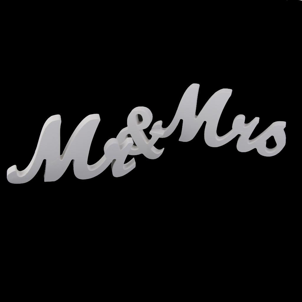 Mr & Mrs White Wooden Letters Wedding Standing Sign Decor