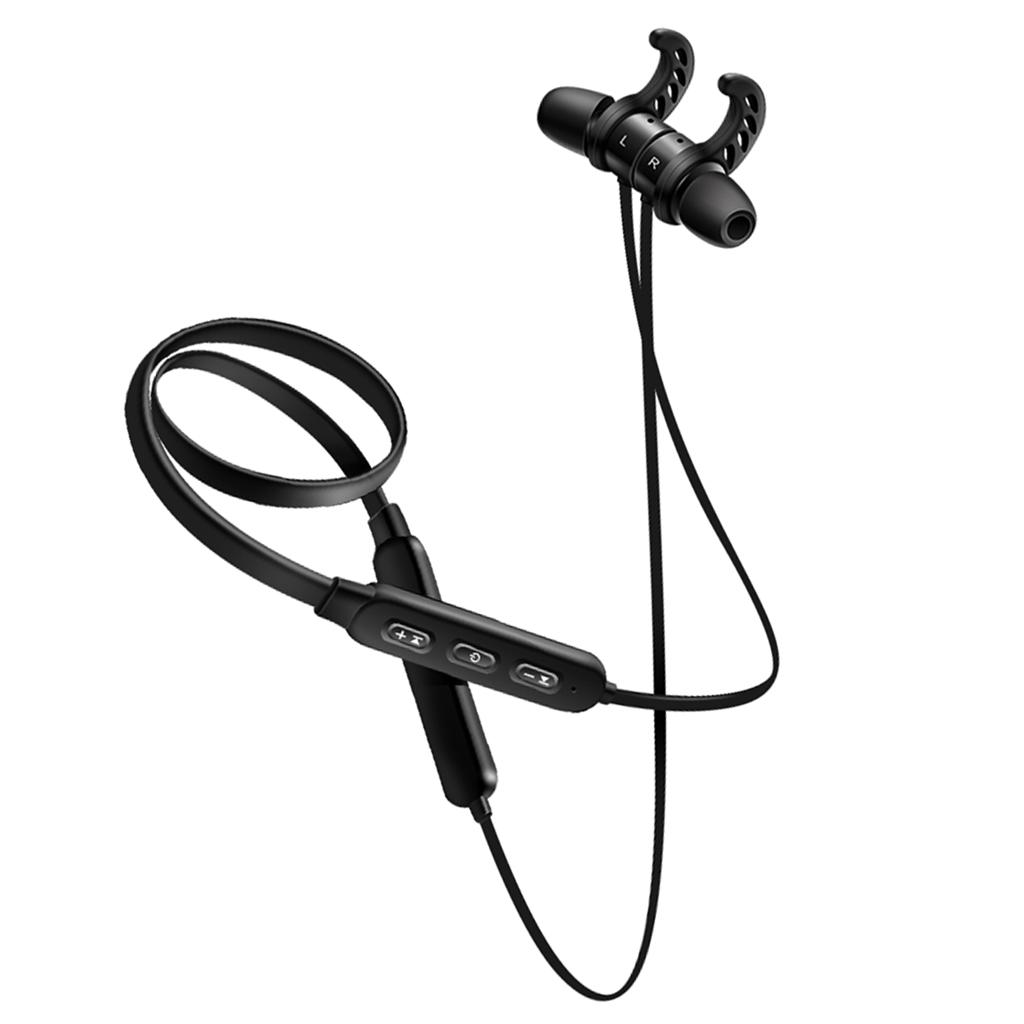 Sports  Earphone Magnetic Earpiece Wireless Neck-hook Headset Black