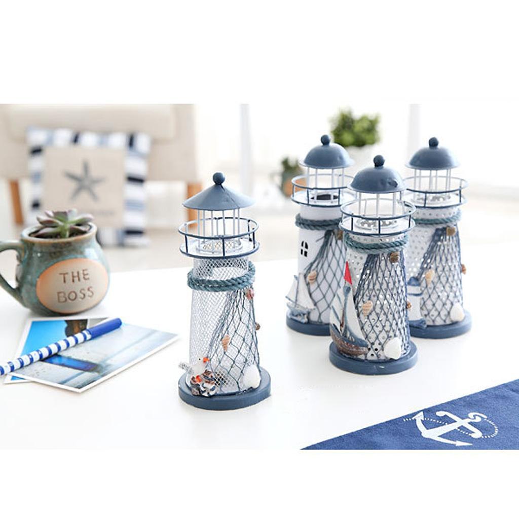 5.3" Lighthouse Iron Model Candle Holder Nautical Boat Decoration 3