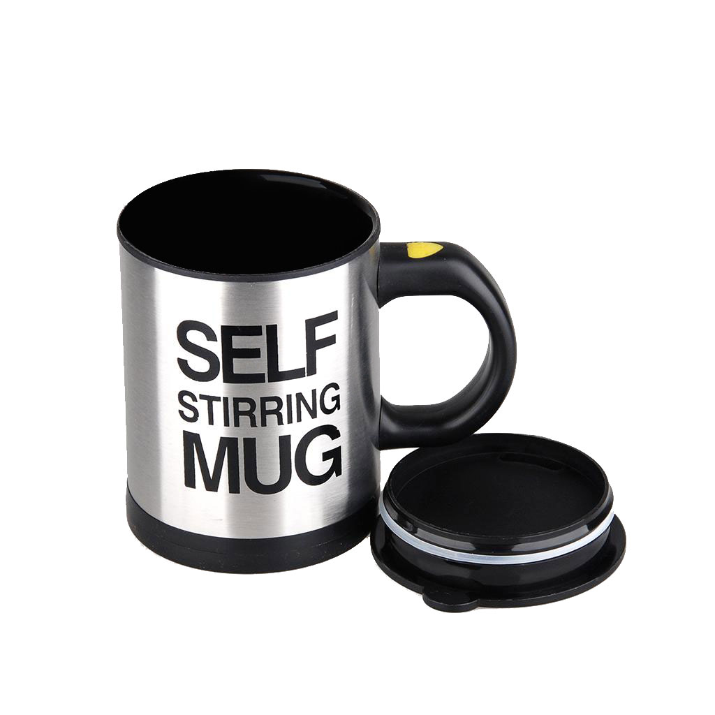 Stainless Steel Electric Self Stirring Insulated Coffee Mug Tea Cup BLACK