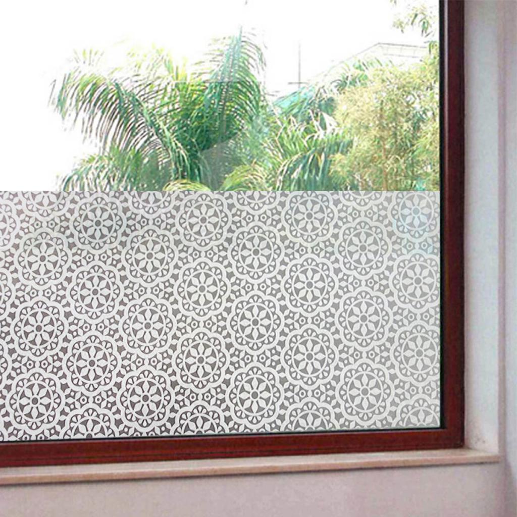 45*200cm Waterproof Frosted Privacy Window Glass Film Sticker-Chrysanthemum