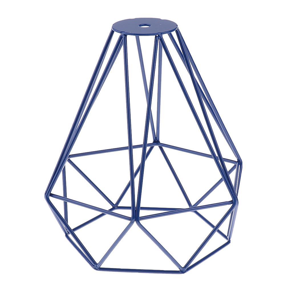 Vintage Metal Diamond Loft Pendant Ceiling Light Lamp Bulb Cage Decor Blue