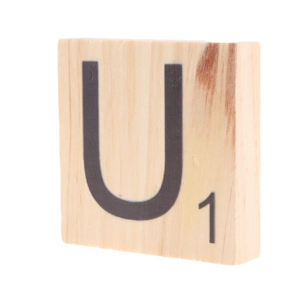 9cm Wooden Alphabet Puzzle Tiles Board Black Letters&Number For Crafts U1