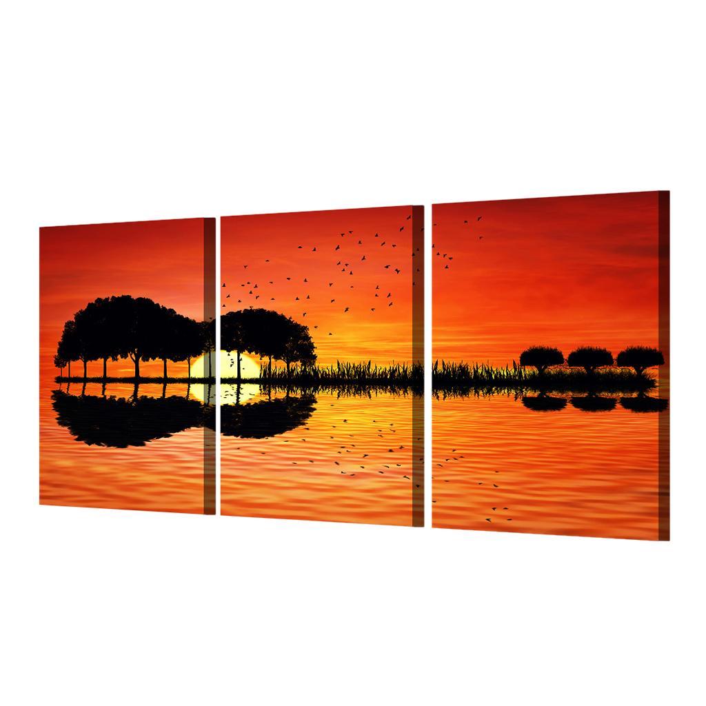 3Pcs DIY Canvas Modern Deco Wall Painting Sunset Sundown No Framed 35x50cm S